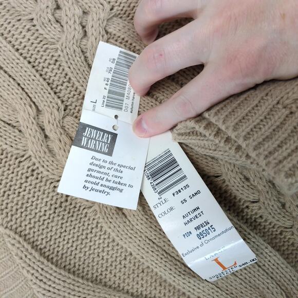 NWT Vtg 90s Cricket Lane Cardigan Sweater Women's L Cable Knit Autumn Harvest - Picture 4 of 10